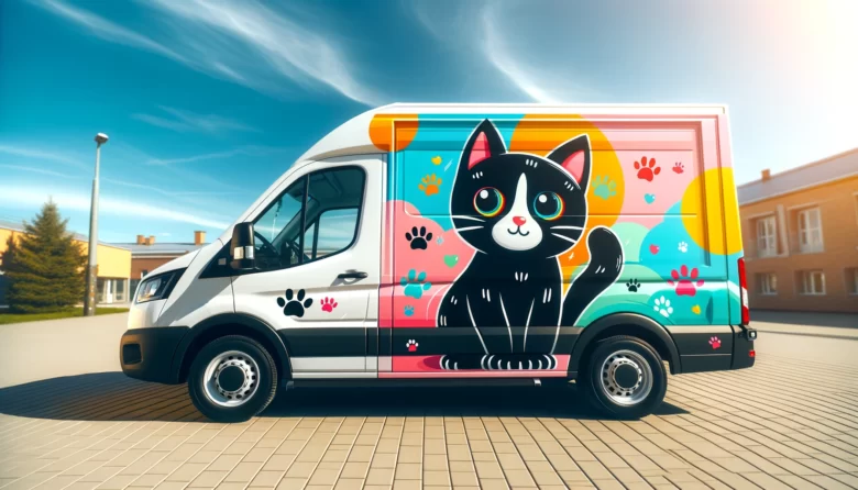黒猫のデザインのトラック